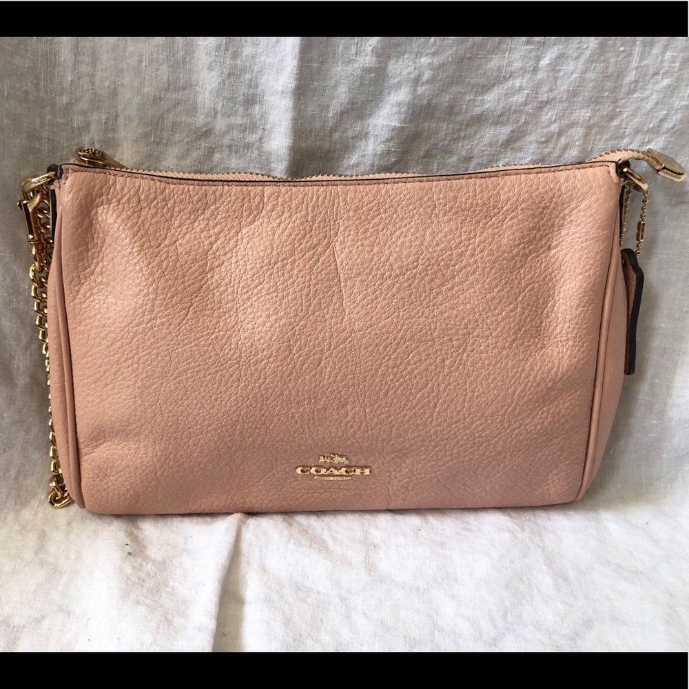 Coach pink blush pebbled leather clutch wristlet